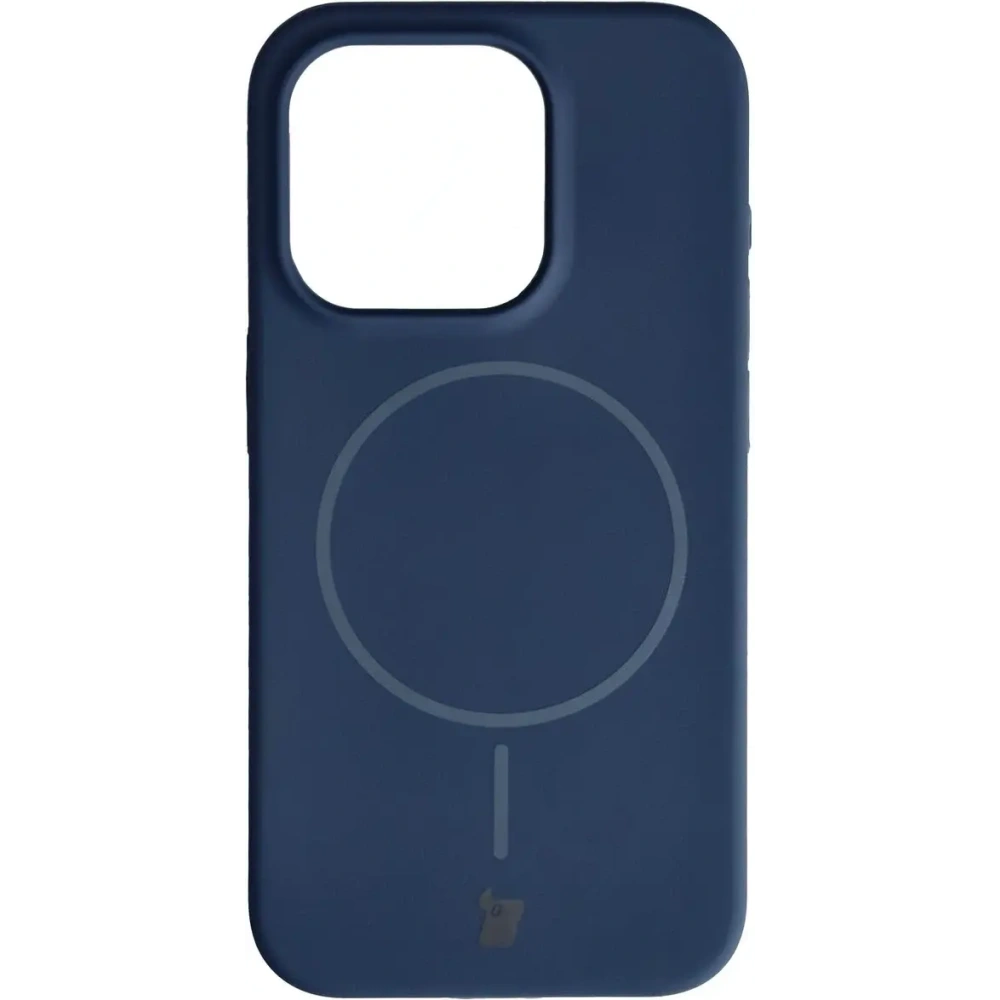 Silikonowe etui z pierścieniem magnetycznym Bizon Soft Case Magnetic do Apple iPhone 15 Pro granatowe