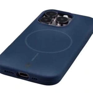 Silikonowe etui z pierścieniem magnetycznym Bizon Soft Case Magnetic do Apple iPhone 15 Pro granatowe