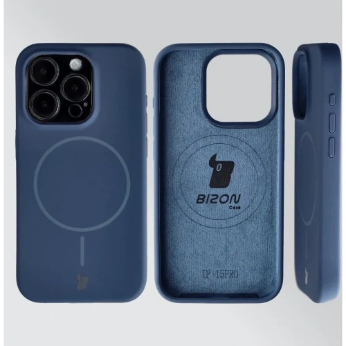 Silikonowe etui z pierścieniem magnetycznym Bizon Soft Case Magnetic do Apple iPhone 15 Pro granatowe