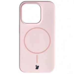 Silikonowe etui z pierścieniem magnetycznym Bizon Soft Case Magnetic do Apple iPhone 15 Pro jasnoróżowe