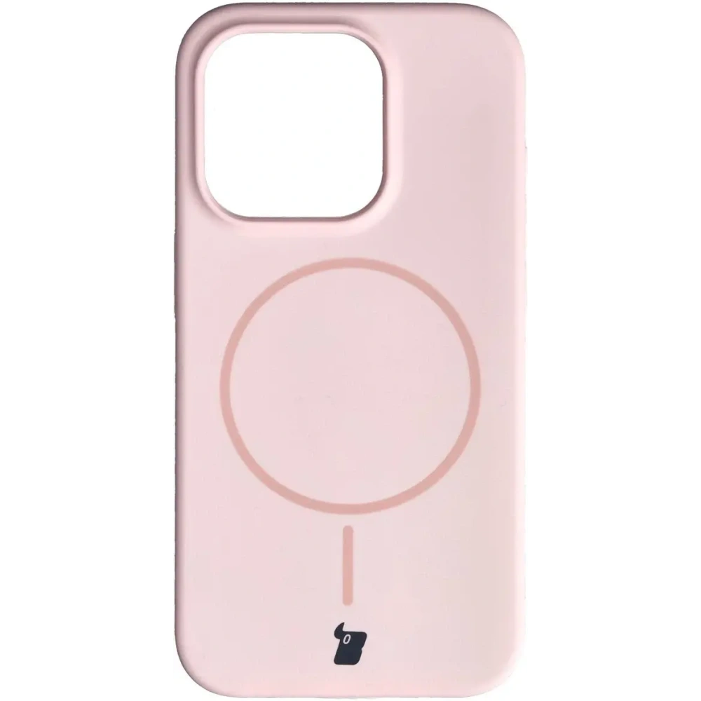 Silikonowe etui z pierścieniem magnetycznym Bizon Soft Case Magnetic do Apple iPhone 15 Pro jasnoróżowe