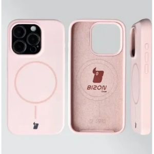 Silikonowe etui z pierścieniem magnetycznym Bizon Soft Case Magnetic do Apple iPhone 15 Pro jasnoróżowe