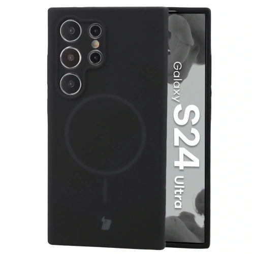Silikonowe etui z pierścieniem magnetycznym Bizon Soft Case Magnetic do Samsung Galaxy S24 Ultra czarne