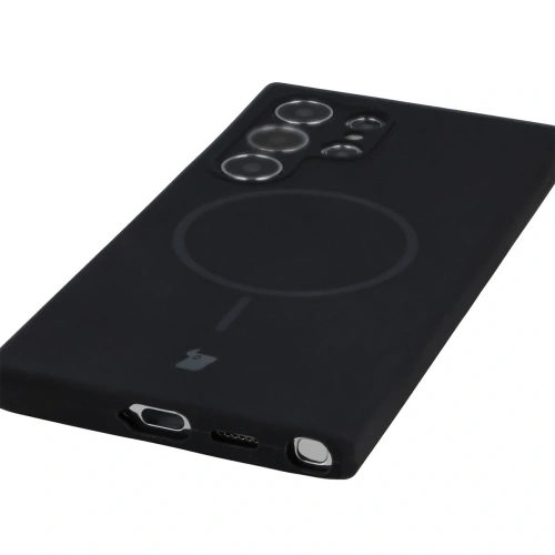 Silikonowe etui z pierścieniem magnetycznym Bizon Soft Case Magnetic do Samsung Galaxy S24 Ultra czarne