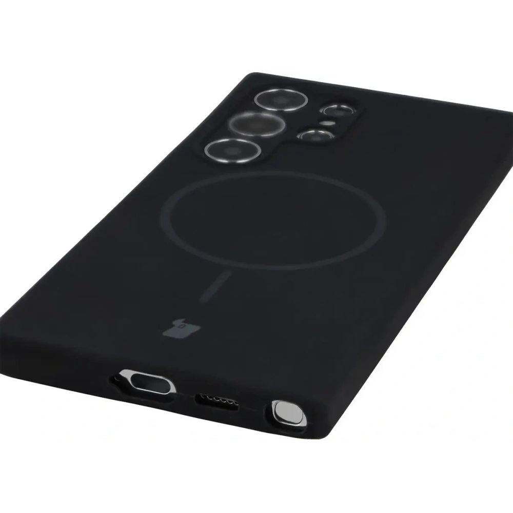 Silikonowe etui z pierścieniem magnetycznym Bizon Soft Case Magnetic do Samsung Galaxy S24 Ultra czarne