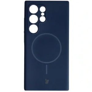 Silikonowe etui z pierścieniem magnetycznym Bizon Soft Case Magnetic do Samsung Galaxy S24 Ultra granatowe