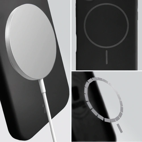 Silikonowe etui z pierścieniem magnetycznym Bizon Soft Case Magnetic do Samsung Galaxy S24 Ultra czarne