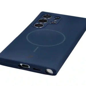Silikonowe etui z pierścieniem magnetycznym Bizon Soft Case Magnetic do Samsung Galaxy S24 Ultra granatowe