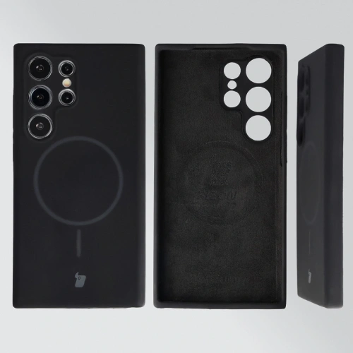 Silikonowe etui z pierścieniem magnetycznym Bizon Soft Case Magnetic do Samsung Galaxy S24 Ultra czarne