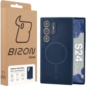 Silikonowe etui z pierścieniem magnetycznym Bizon Soft Case Magnetic do Samsung Galaxy S24 Ultra granatowe