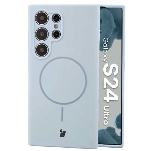 Silikonowe etui z pierścieniem magnetycznym Bizon Soft Case Magnetic do Samsung Galaxy S24 Ultra błękitne