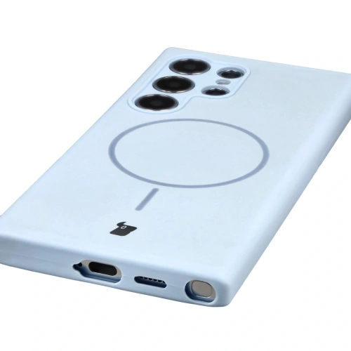 Silikonowe etui z pierścieniem magnetycznym Bizon Soft Case Magnetic do Samsung Galaxy S24 Ultra błękitne