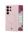 Silikonowe etui z pierścieniem magnetycznym Bizon Soft Case Magnetic do Samsung Galaxy S24 Ultra jasnoróżowe