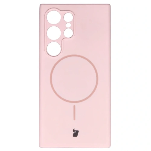 Silikonowe etui z pierścieniem magnetycznym Bizon Soft Case Magnetic do Samsung Galaxy S24 Ultra jasnoróżowe