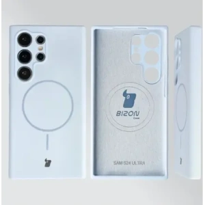 Silikonowe etui z pierścieniem magnetycznym Bizon Soft Case Magnetic do Samsung Galaxy S24 Ultra błękitne