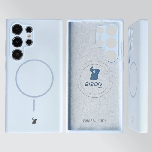 Silikonowe etui z pierścieniem magnetycznym Bizon Soft Case Magnetic do Samsung Galaxy S24 Ultra błękitne