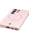 Silikonowe etui z pierścieniem magnetycznym Bizon Soft Case Magnetic do Samsung Galaxy S24 Ultra jasnoróżowe