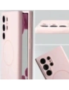 Silikonowe etui z pierścieniem magnetycznym Bizon Soft Case Magnetic do Samsung Galaxy S24 Ultra jasnoróżowe