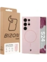 Silikonowe etui z pierścieniem magnetycznym Bizon Soft Case Magnetic do Samsung Galaxy S24 Ultra jasnoróżowe