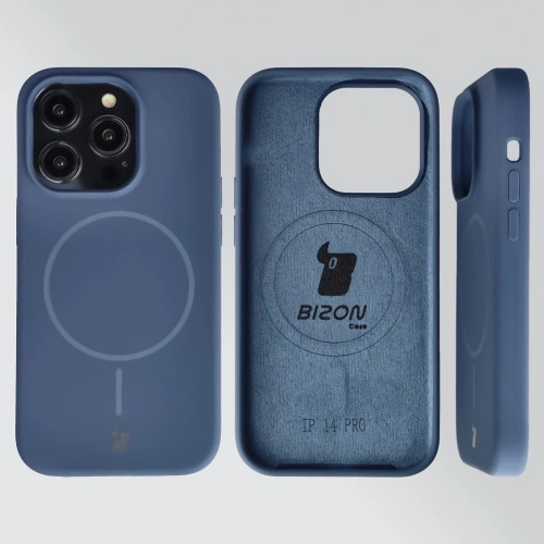 Silikonowe etui z pierścieniem magnetycznym Bizon Soft Case Magnetic do Apple iPhone 14 Pro granatowe