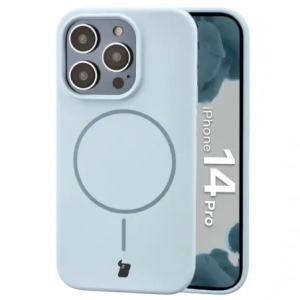 Silikonowe etui z pierścieniem magnetycznym Bizon Soft Case Magnetic do Apple iPhone 14 Pro błękitne