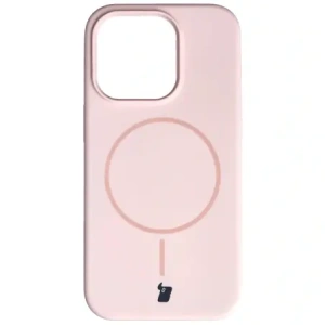 Silikonowe etui z pierścieniem magnetycznym Bizon Soft Case Magnetic do Apple iPhone 14 Pro jasnoróżowe