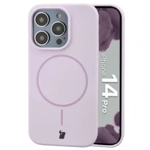 Silikonowe etui z pierścieniem magnetycznym Bizon Soft Case Magnetic do Apple iPhone 14 Pro jasnofioletowe