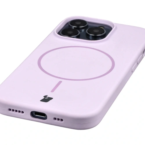 Silikonowe etui z pierścieniem magnetycznym Bizon Soft Case Magnetic do Apple iPhone 14 Pro jasnofioletowe