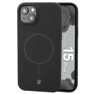 Silikonowe etui z pierścieniem magnetycznym Bizon Soft Case Magnetic do Apple iPhone 15 Plus czarne