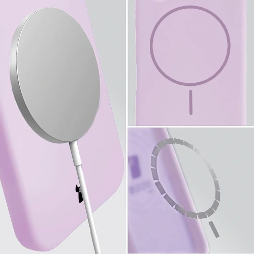 Silikonowe etui z pierścieniem magnetycznym Bizon Soft Case Magnetic do Apple iPhone 14 Pro jasnofioletowe