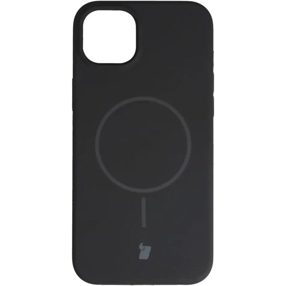 Silikonowe etui z pierścieniem magnetycznym Bizon Soft Case Magnetic do Apple iPhone 15 Plus czarne