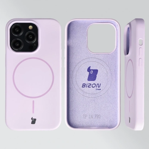 Silikonowe etui z pierścieniem magnetycznym Bizon Soft Case Magnetic do Apple iPhone 14 Pro jasnofioletowe