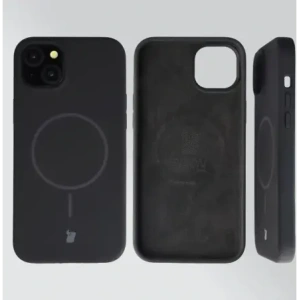 Silikonowe etui z pierścieniem magnetycznym Bizon Soft Case Magnetic do Apple iPhone 15 Plus czarne
