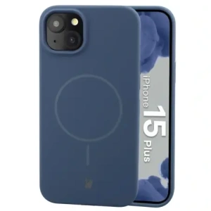 Silikonowe etui z pierścieniem magnetycznym Bizon Soft Case Magnetic do Apple iPhone 15 Plus granatowe