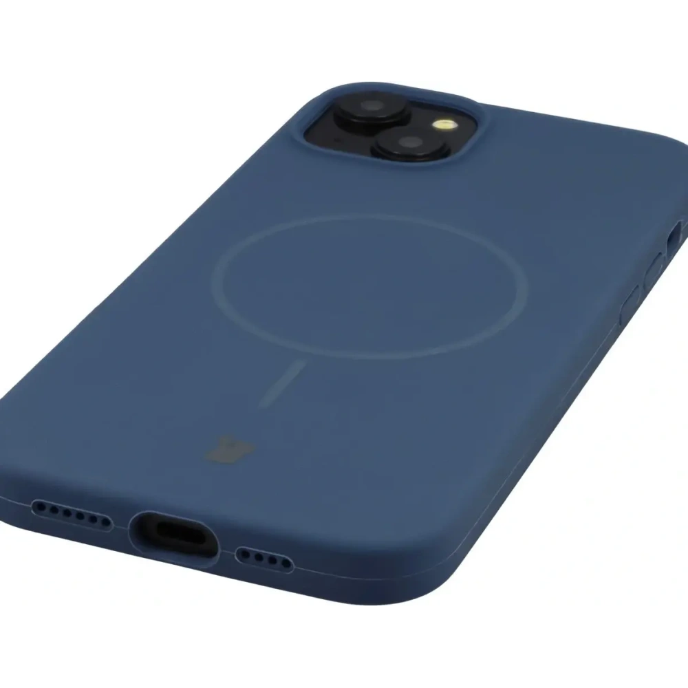 Silikonowe etui z pierścieniem magnetycznym Bizon Soft Case Magnetic do Apple iPhone 15 Plus granatowe