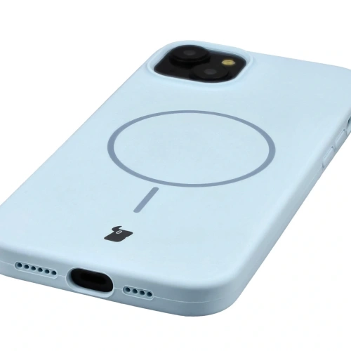 Silikonowe etui z pierścieniem magnetycznym Bizon Soft Case Magnetic do Apple iPhone 15 Plus błękitne