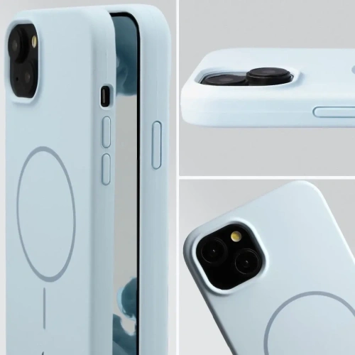 Silikonowe etui z pierścieniem magnetycznym Bizon Soft Case Magnetic do Apple iPhone 15 Plus błękitne