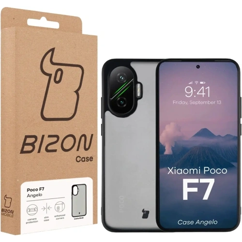 Etui Bizon Case Angelo do Xiaomi POCO F7 przydymione z czarną ramką