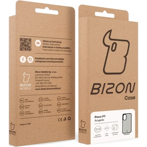 Etui Bizon Case Angelo do Xiaomi POCO F7 przydymione z czarną ramką