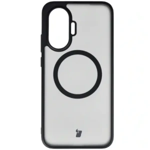 Etui z pierścieniem magnetycznym Bizon Case MatteO do Xiaomi POCO F7 przydymione-czarne