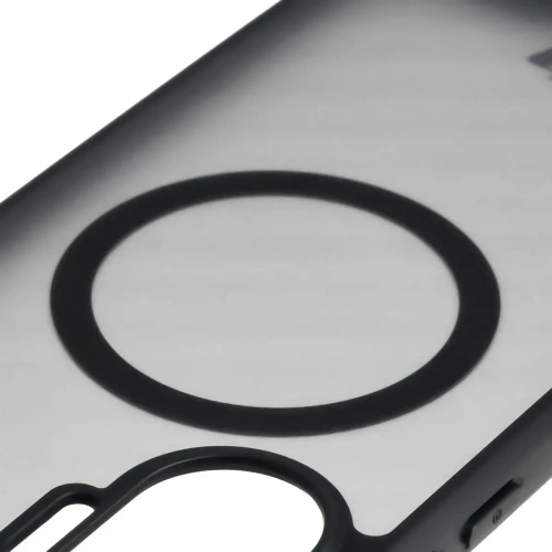 Etui z pierścieniem magnetycznym Bizon Case MatteO do Xiaomi POCO F7 przydymione-czarne