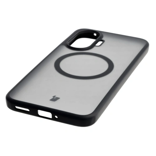 Etui z pierścieniem magnetycznym Bizon Case MatteO do Xiaomi POCO F7 przydymione-czarne