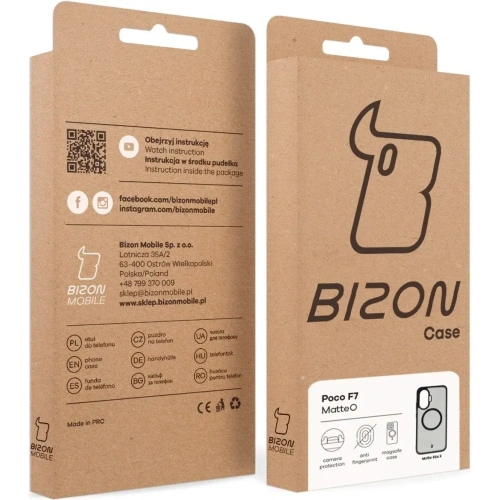 Etui z pierścieniem magnetycznym Bizon Case MatteO do Xiaomi POCO F7 przydymione-czarne
