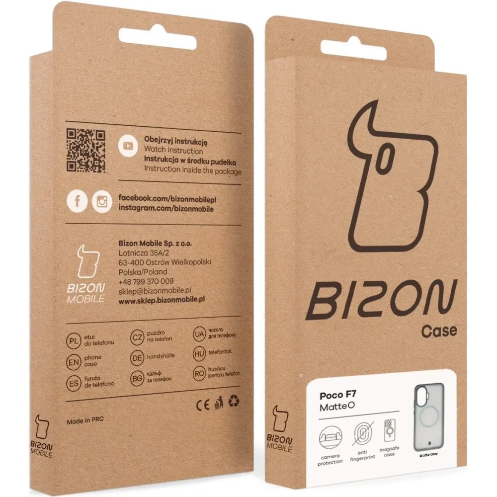 Etui z pierścieniem magnetycznym Bizon Case MatteO do Xiaomi POCO F7 przydymione-szare