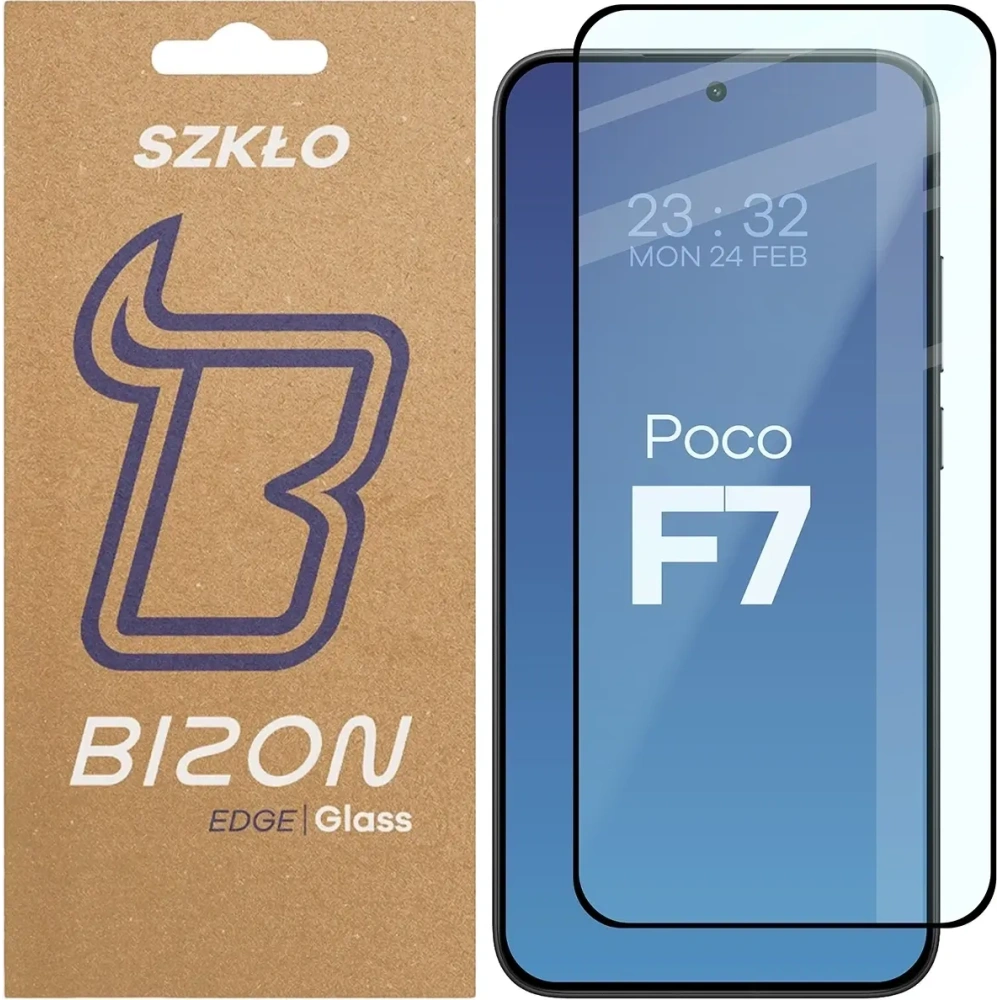 Szkło hartowane Bizon Glass Edge 2 do Xiaomi POCO F7 czarna ramka