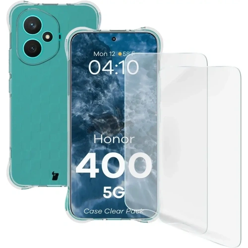 Elastyczne etui + 2x folia na ekran Bizon Case Clear Pack do Honor 400