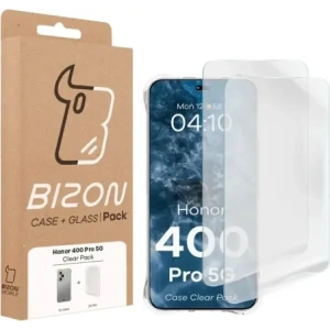Bizon Case Clear Pack Hülle + 2x Displayschutzfolie für Honor 400 Pro