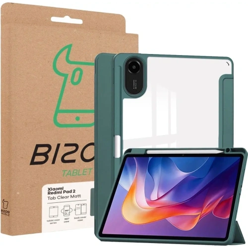 Etui z klapką Bizon Case Tab Clear Matt do Xiaomi Redmi Pad 2 ciemnozielone