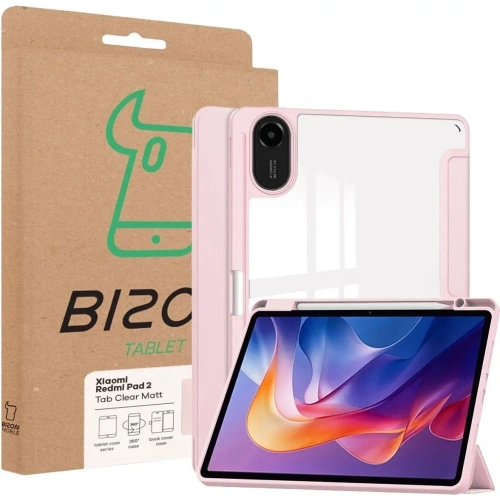 Etui z klapką Bizon Case Tab Clear Matt do Xiaomi Redmi Pad 2 różowe