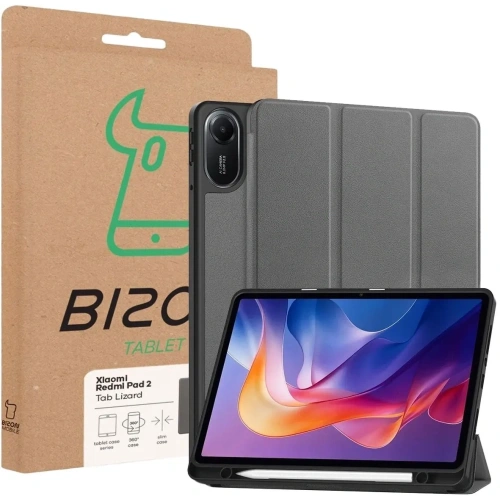 Etui z klapką Bizon Case Tab Lizard do Xiaomi Redmi Pad 2 szare